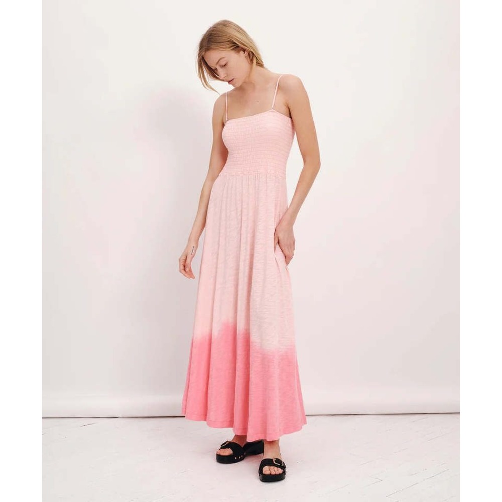 ATM Anthony Thomas Melillo Tonal Drop Slub Jersey Maxi Dress Pink Ombre Cotton M